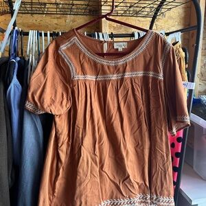 Orange Creek Terracotta Embroidered Blouse